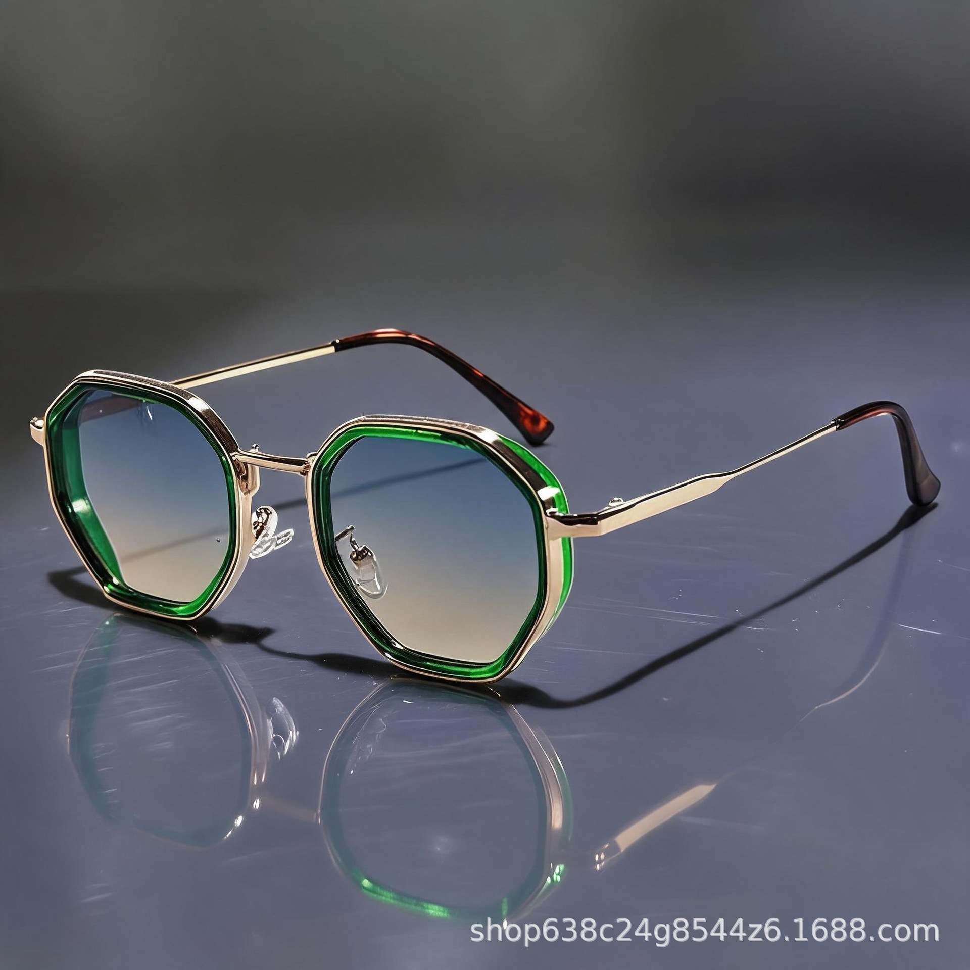 Italy Fashion Street - Kacamata Retro Poligon Metalik Gaya Old