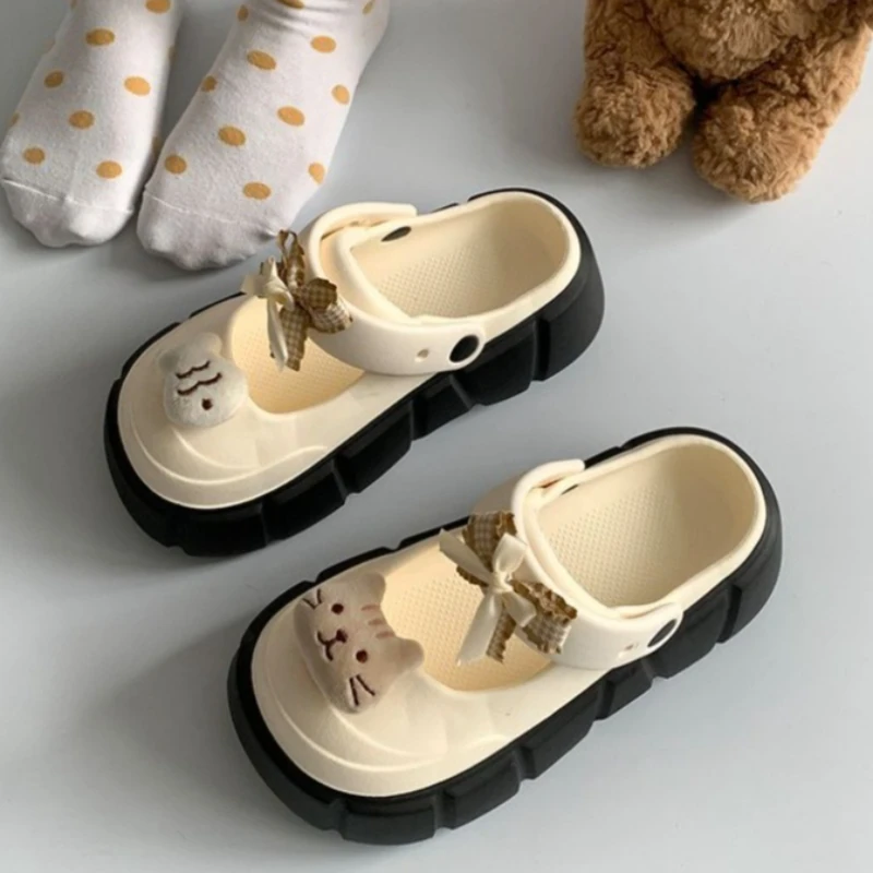 Street Fashion Female - Sepatu Clog Kucing Lucu DIY Baru