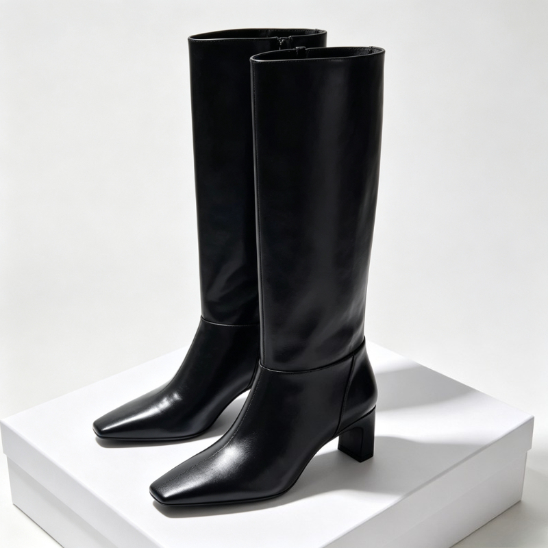 Street Fashion Female - Sepatu Bot Wanita Hak Kitten Kulit