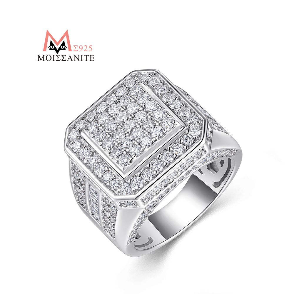Street Fashion Rings - JIUZUAN Cincin Moissanite Penuh Persegi 925