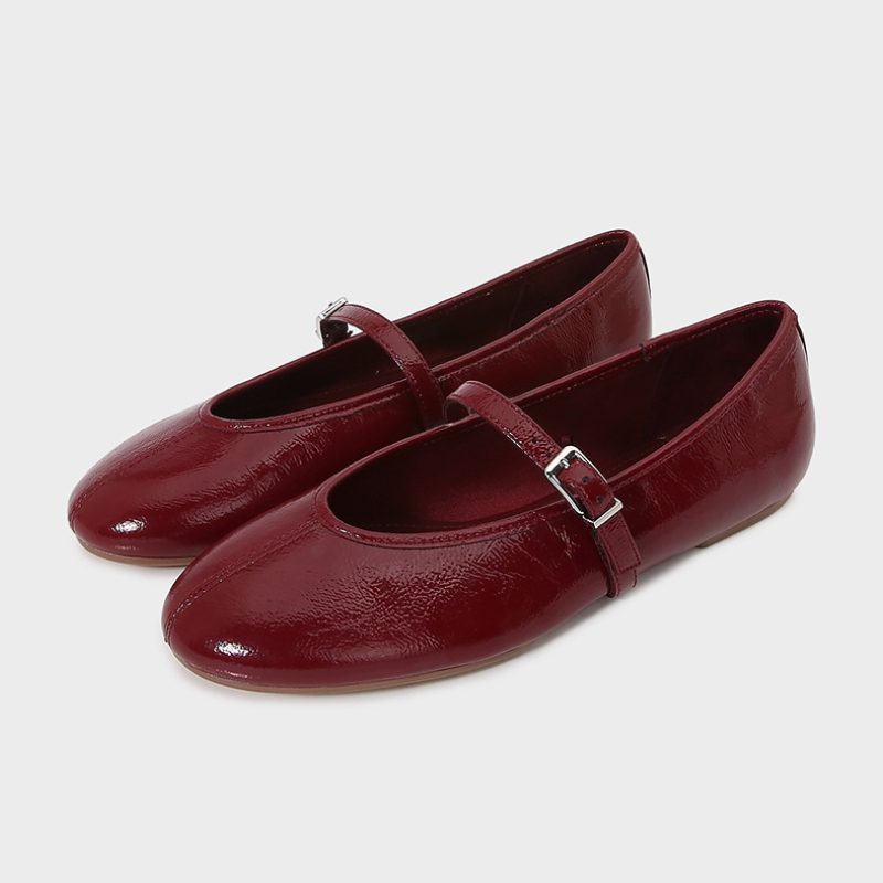 Street Fashion Female - Sepatu Flat Mary Jane Kulit PU
