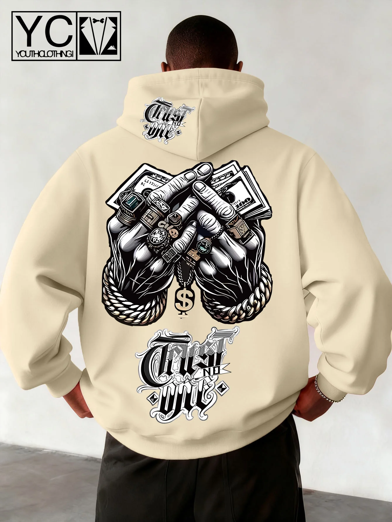 Hoodie Pria Hip Hop Motif Uang - Street Fashion Rings ulasan dan harga