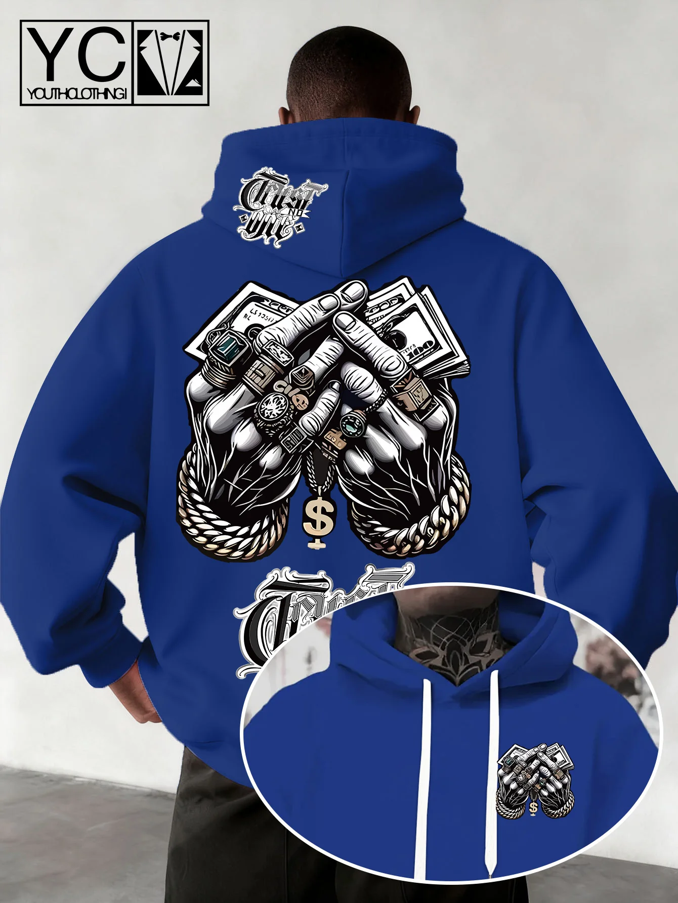 Hoodie Pria Hip Hop Motif Uang - Street Fashion Rings ulasan dan harga