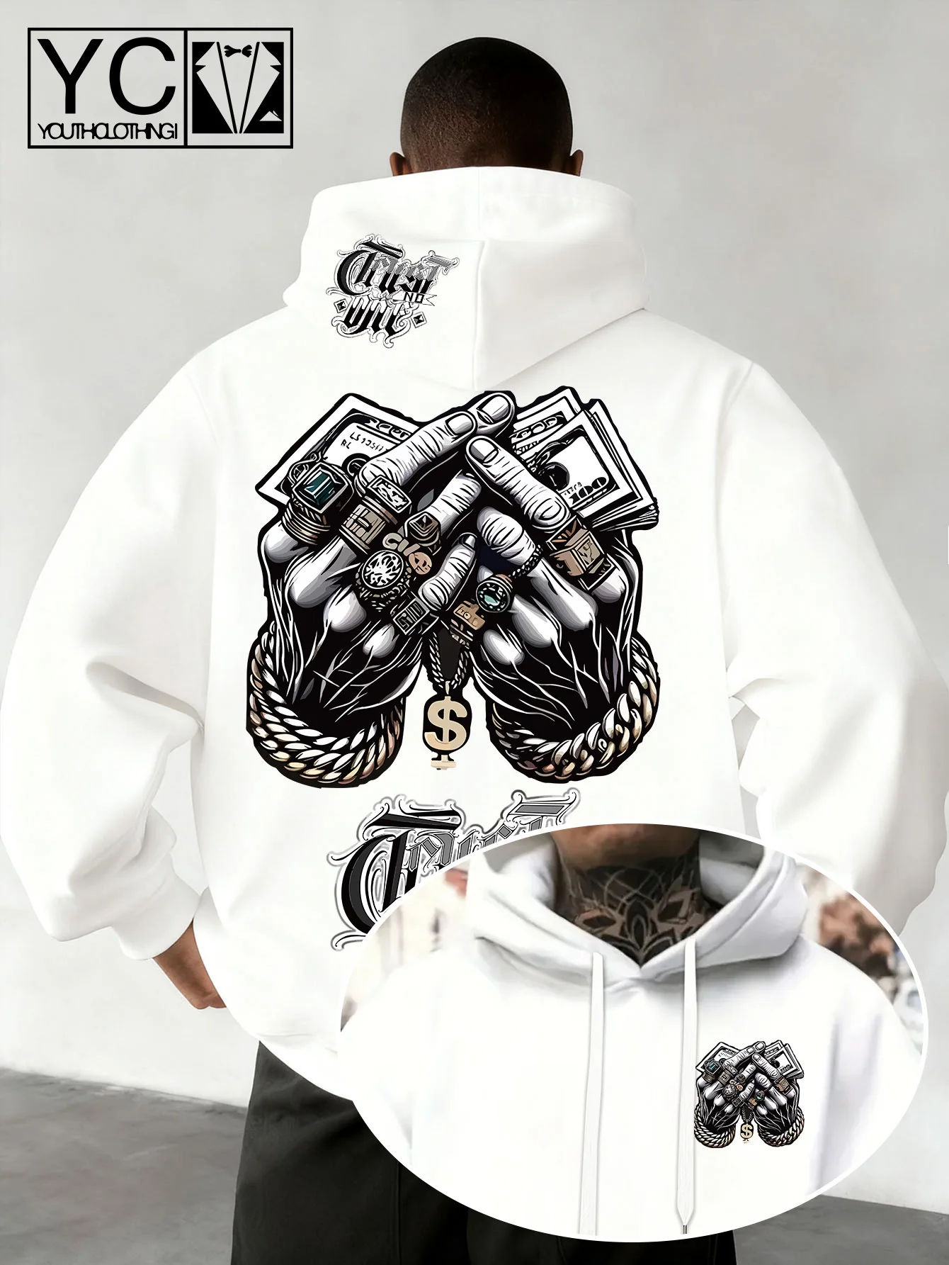 Hoodie Pria Hip Hop Motif Uang - Street Fashion Rings ulasan dan harga