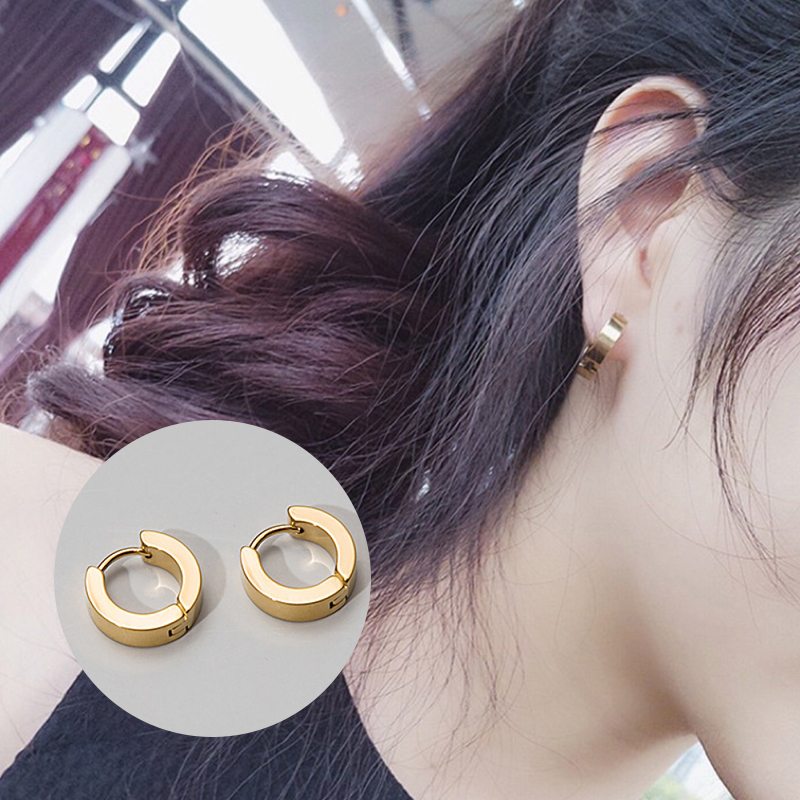 1 Pasang anting bulat baja tah - Street Fashion Rings ulasan dan harga